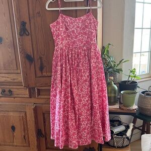 J. Crew Pink Floral Midi Dress